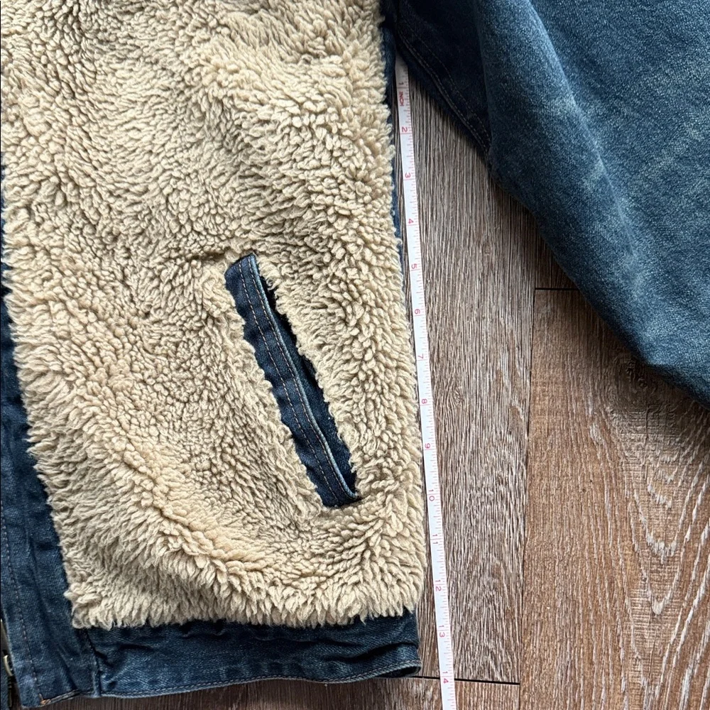 Zara Tan and Blue Sherpa Lined Jacket - Picture 6 of 16